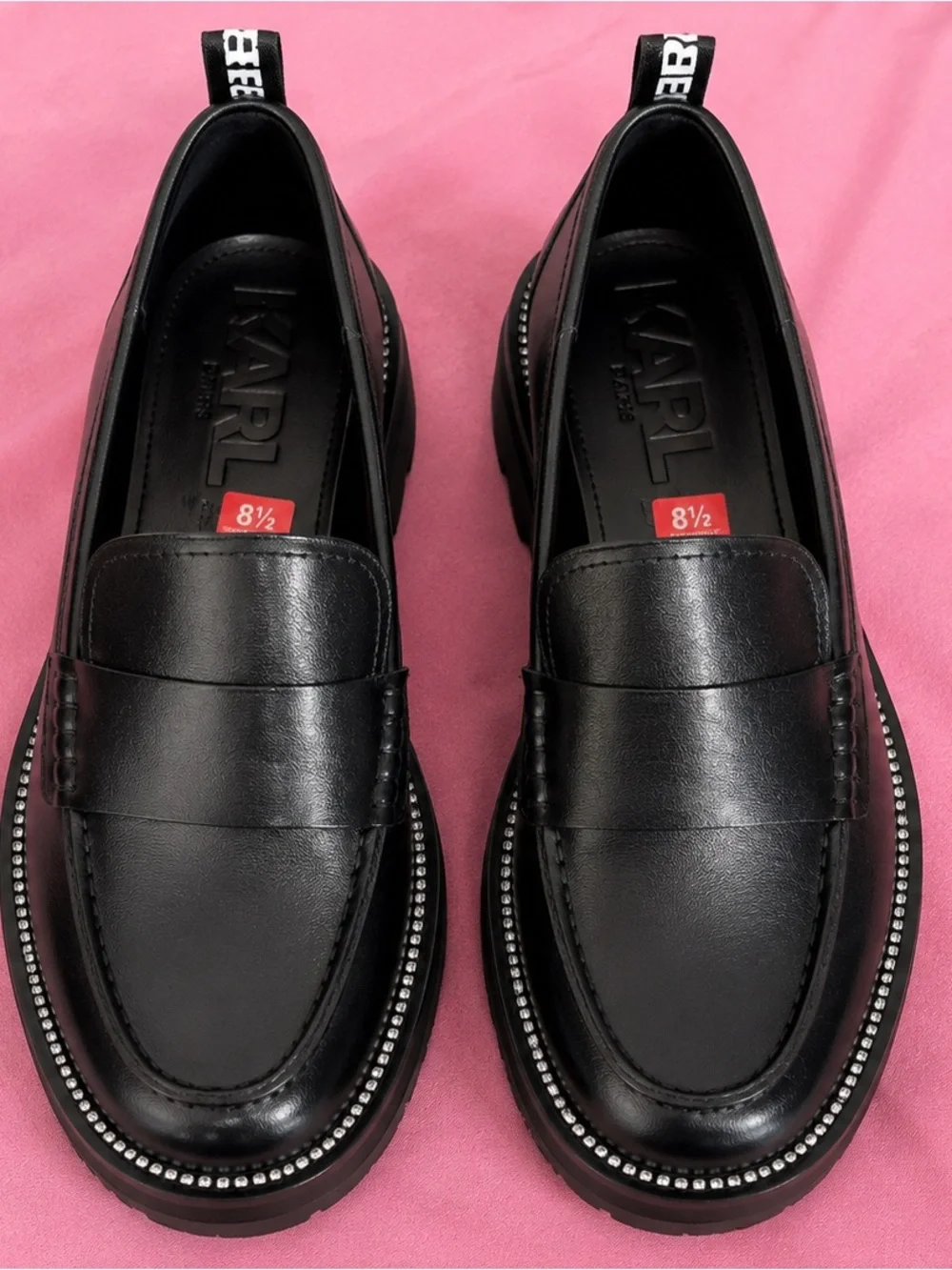 🖤 KARL LAGERFELD Paris Maysun/E22 Black Leather Loafers — 8.5M